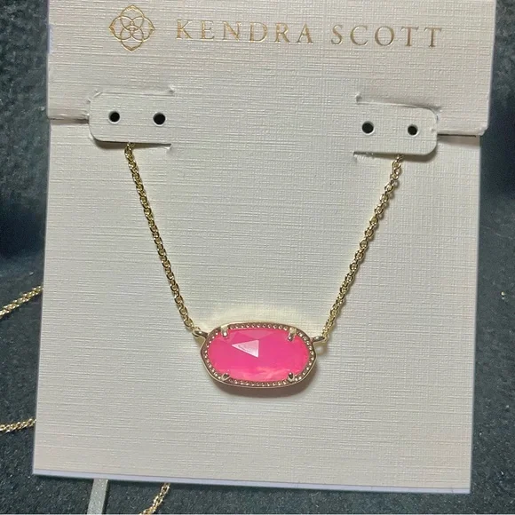 Kendra Scott Elisa Necklace Pink Opal Gold Chain Necklace - Picture 6 of 7